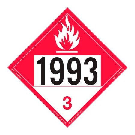 American Labelmark Co LabelMaster ZEZ91993 Combustible Liquid Placard, UN 1993, Removable Vinyl, 25/Pack ZEZ91993